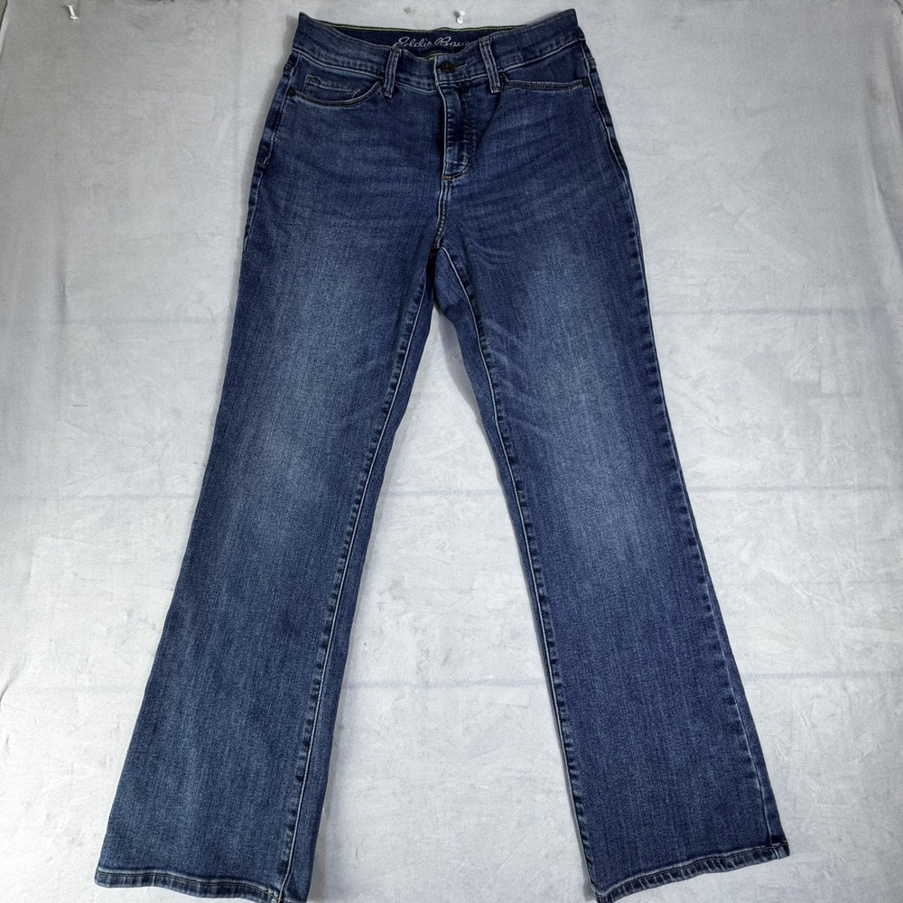Eddie Bauer Womens Bootcut Jeans Blue Denim Whisker Dark Wash Classic Pocket 4P